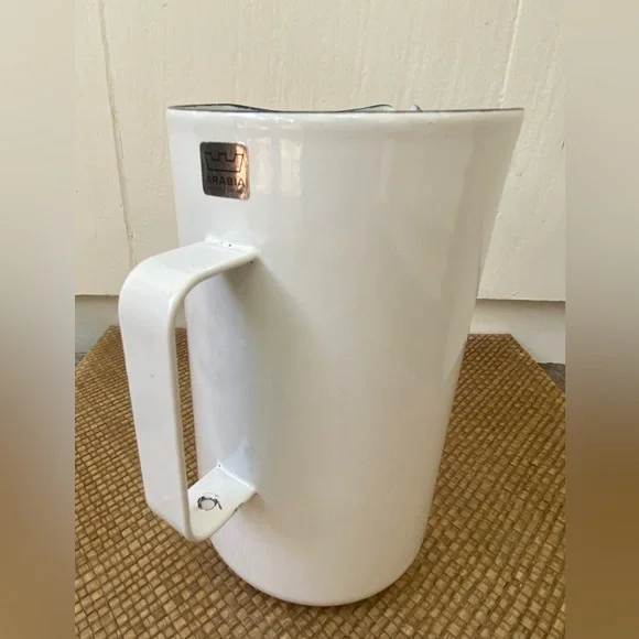 Rare 1960s Finland Kaj Franck for Arabia White Enamel Pitcher